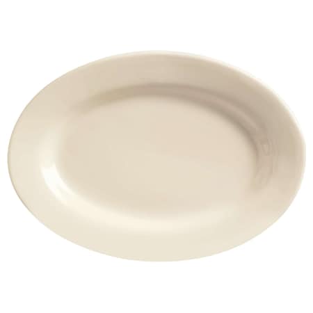 World Tableware 10.375"x7.375" Cream White Rolled Edge Medium Rim Platter, PK24 PWC-12